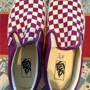 Vans Checkerboard Slip-On Sneakers - Purple & White